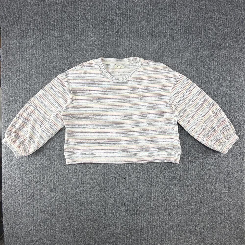 Madewell Sweater Striped Crewneck Balloon Sleeve Knit Top Womens XL Multicolor